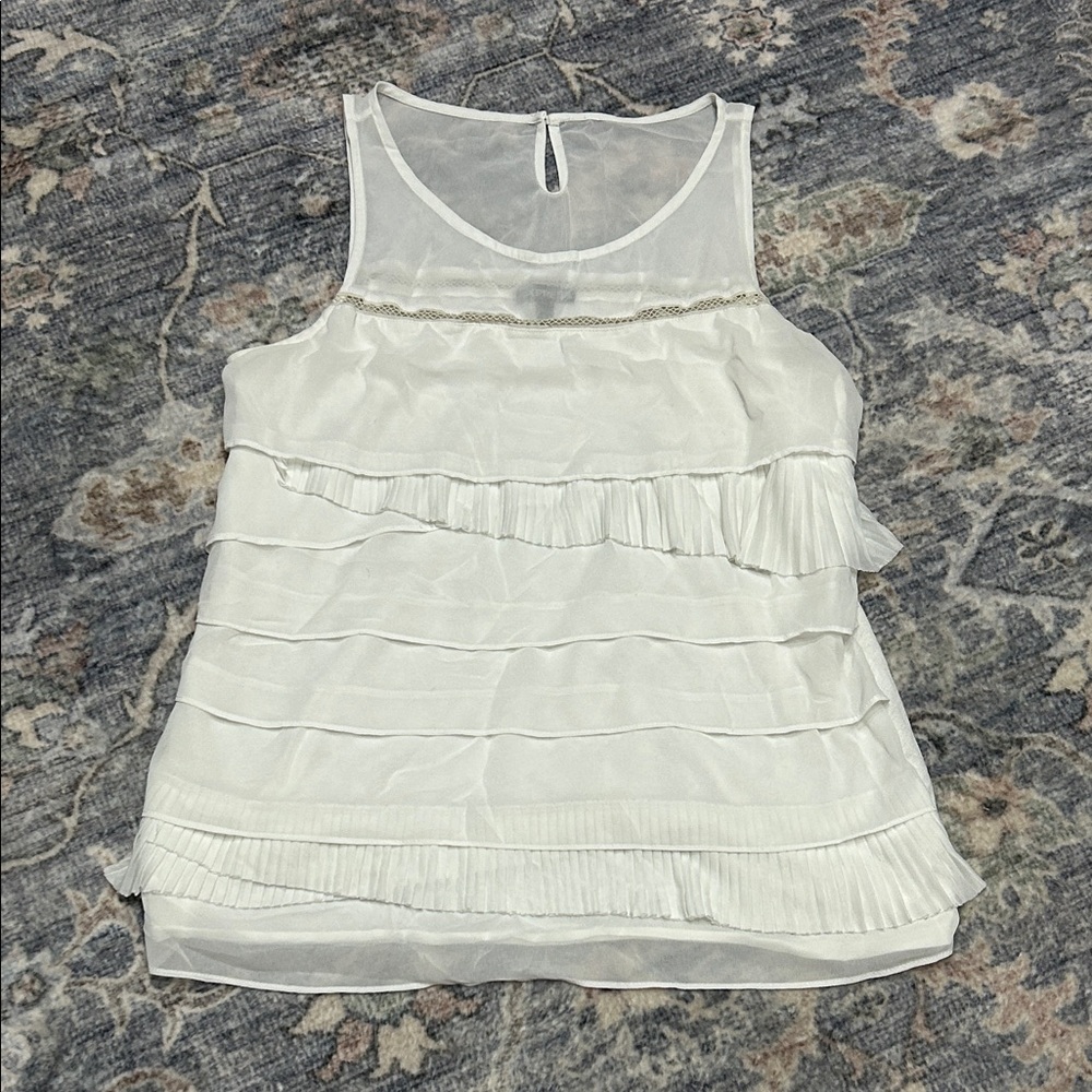 Express White Ruffle Sleeveless Blouse